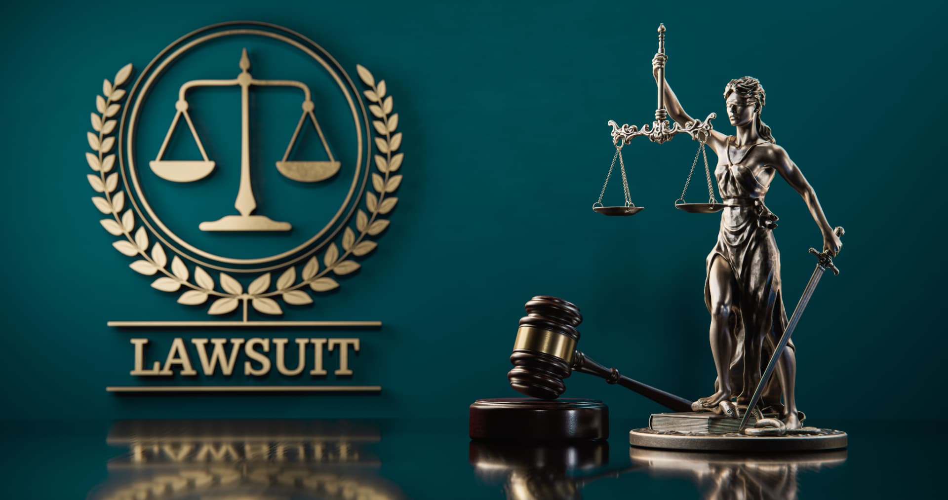 Lady Justice statue with scales and gavel representing tenant lawsuits